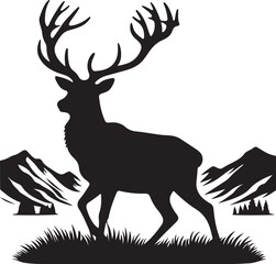 Vector deer silhouette isolated on white background.