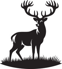 Vector deer silhouette isolated on white background.