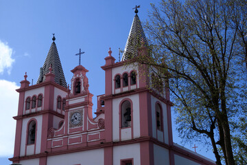 Fototapeta premium Terceira Island, Portugal. Angra do Heroísmo Cathedral is the largest religious temple in the city and in the urban area classified as a World Heritage Site. 