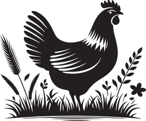 hen silhouette design on a white background