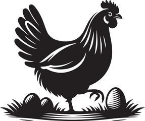 hen silhouette design on a white background