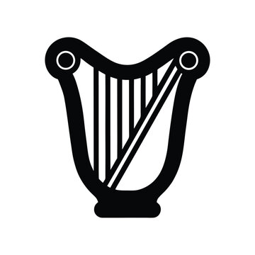 recommend clip art: A harp silhouette icon vector art illustration