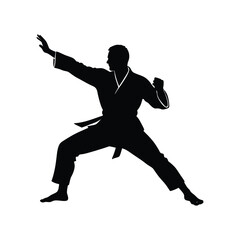 Karate fighter silhouette vector art illustration