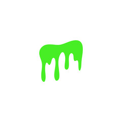 Green slime drop. Liquid paint sauce drip. Vector illustration