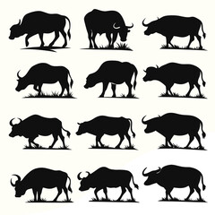 Bull silhouette bundle set bundle vector design
