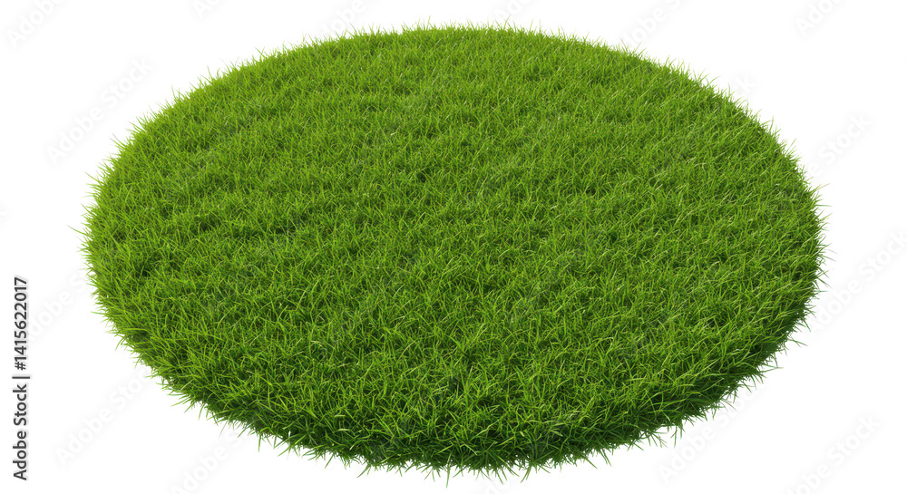 Poster a vibrant green patch of grass forming a circular shape against a transparent background image view