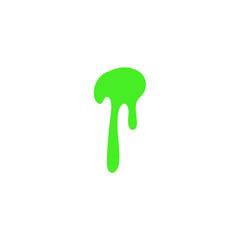 Green slime drop. Liquid paint sauce drip. Vector illustration