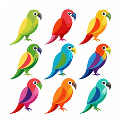 Obraz premium Parrot Colorful icons set bundle vector design