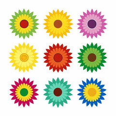 Sun Flower Colorful icons set bundle vector design