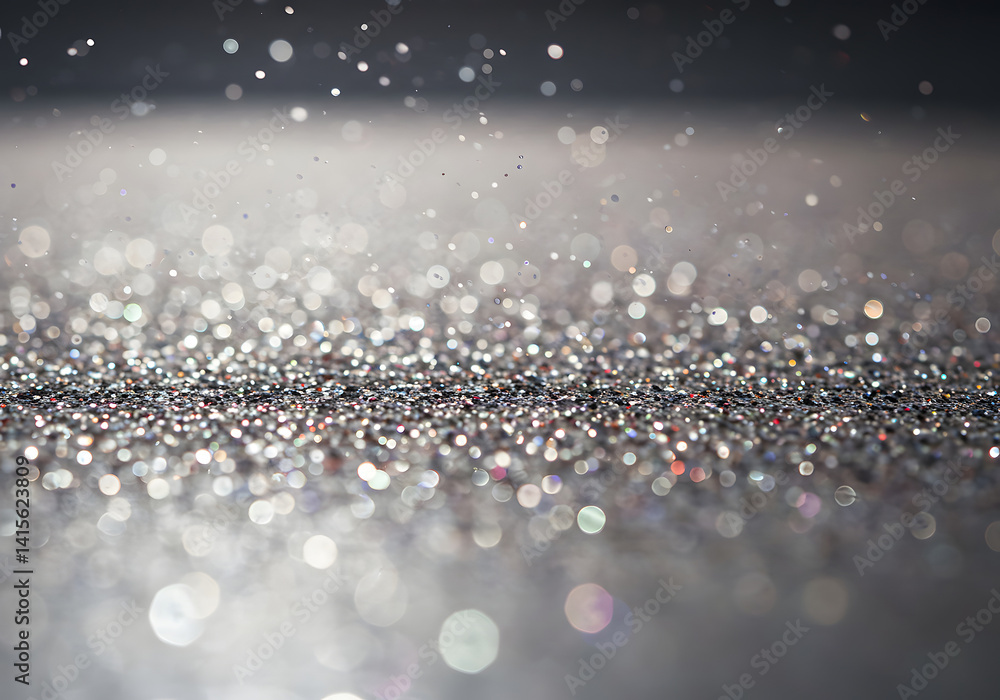 Aufkleber sparkling glitter background elegant shimmer and bokeh effect with bokeh lights, sparkles, and silve