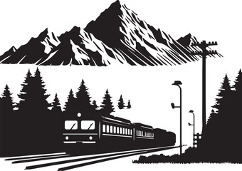 Obraz premium silhouette of the old train vector illustrator, vintage train.
