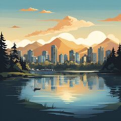 sunset over the city