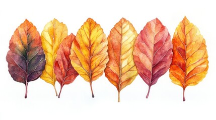 Vibrant autumn leaves in watercolor