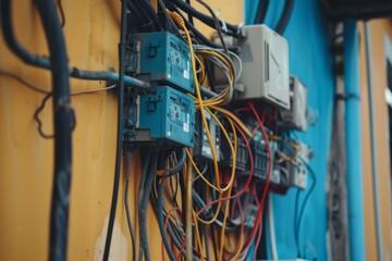 A certified electrician wiring a new home electrical system, focusing on safety standards