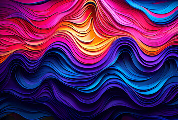 Obraz premium Rainbow colored waves, different colored waves, purple waves, shining waves, beautiful waves,high quality,generative ai