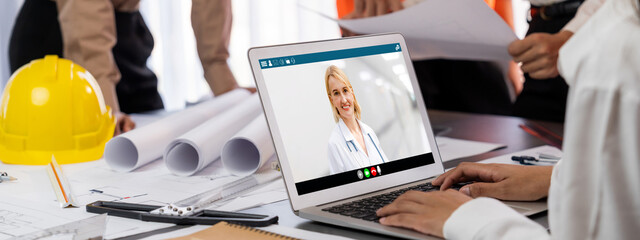 Doctor video call online by brisk telemedicine software application for virtual meeting with patient