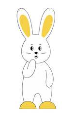Shy Bunny Outline Vector Illustration