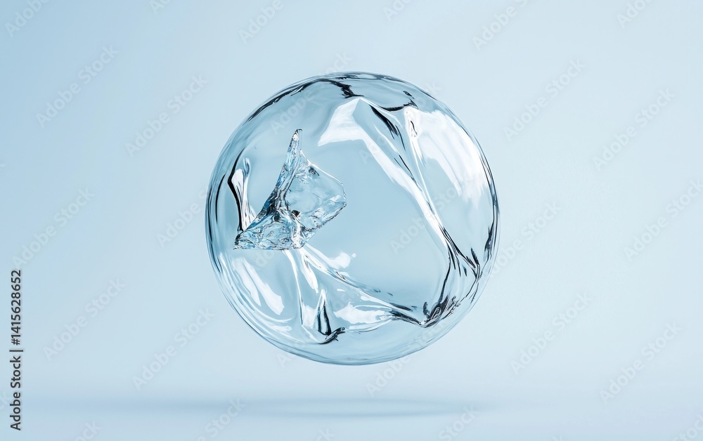 Aufkleber abstract image of a translucent, spherical bubble with internal water-like movements against a light