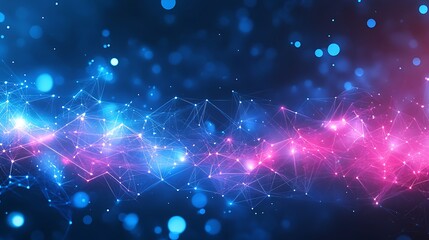 Abstract Digital Art with Glowing Particles