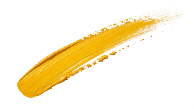 bright yellow textured paint stroke yellow flower isolated on white background