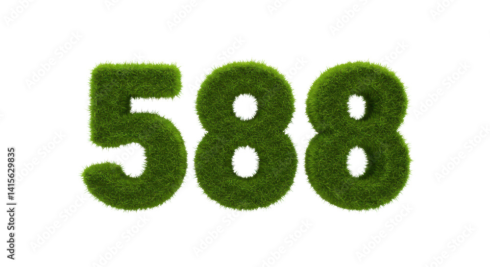 Poster a grass textured number five and two number eights on a black background in a horizontal line