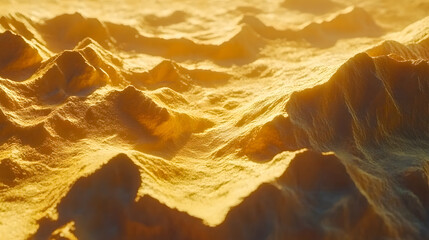 Golden Desert Dunes at Sunset with Dramatic Shadows