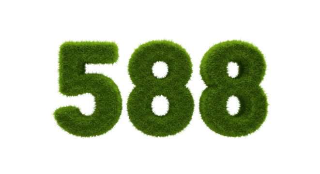 A grass textured number five and two number eights on a black background in a horizontal line - Powered by Adobe