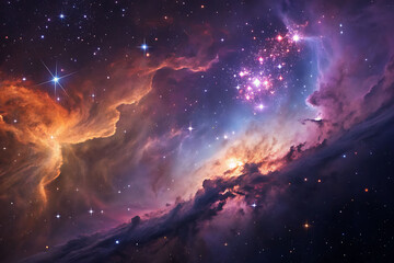 Obraz premium Vibrant Cosmic Nebula in Deep Space – Ethereal Celestial Landscape with Glowing Starlight