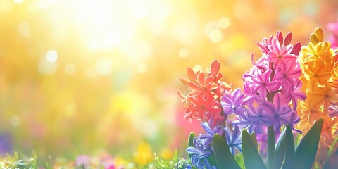 Vibrant Spring Flowers in Sunlight
