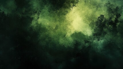 Obraz premium Abstract expressionist cloudscapes of deep greens and yellows.