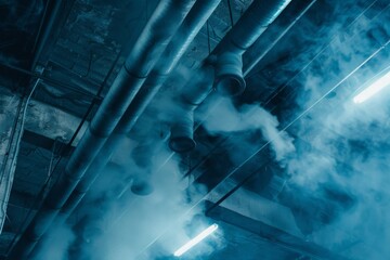 Airborne contaminants spreading through industrial ventilation system