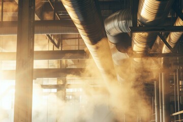 Airborne contaminants spreading through industrial ventilation system