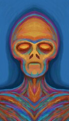 Alien creature, sketch - digital painting. The picture is painted by hand on a tablet. © neurostructure