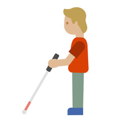 Blind Person with Cane – Side View

