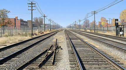 Obraz premium Urban Railroad Tracks Perspective View