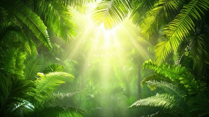 Green plants standing tall in a scenic tropical rainforest, capturing the richness of biodiversity