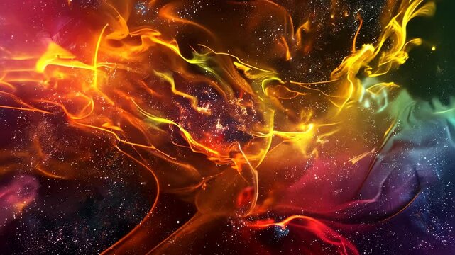 Feurige Kosmische Nebelwolken Animation Hintergrund