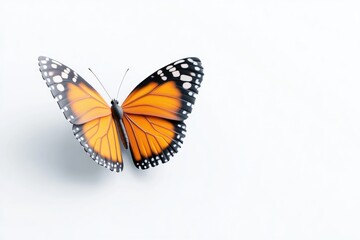 Obraz premium Orange butterfly, wings open, on white background