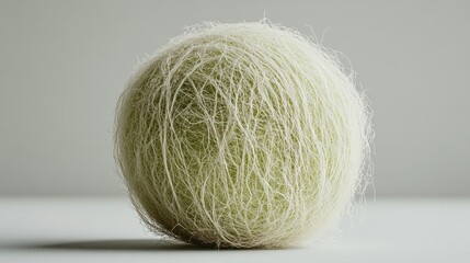 Light green sphere with a fuzzy, fibrous texture