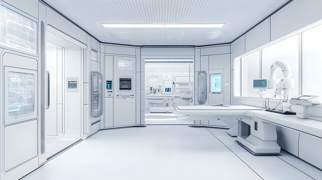 Modern Empty White Laboratory Interior