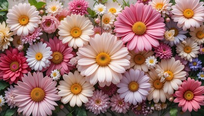 Festive floral background. Top view
