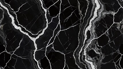 White vein seamless patterns of black marble texture dark background