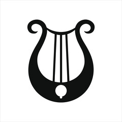 Ancient Lyre Logo Silhouette Vector Illustration