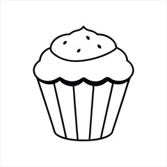 Bakery Muffin Logo Icon in Line Art Style