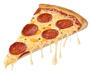 Whole Pepperoni Pizza with Vegetables on White Background – High Resolution Cutout