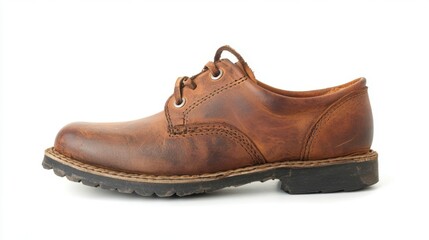 Thai student leather shoe isolated on a white background, showcasing a classic school footwear design