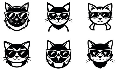 Cute Cartoon Cats Wearing Sunglasses