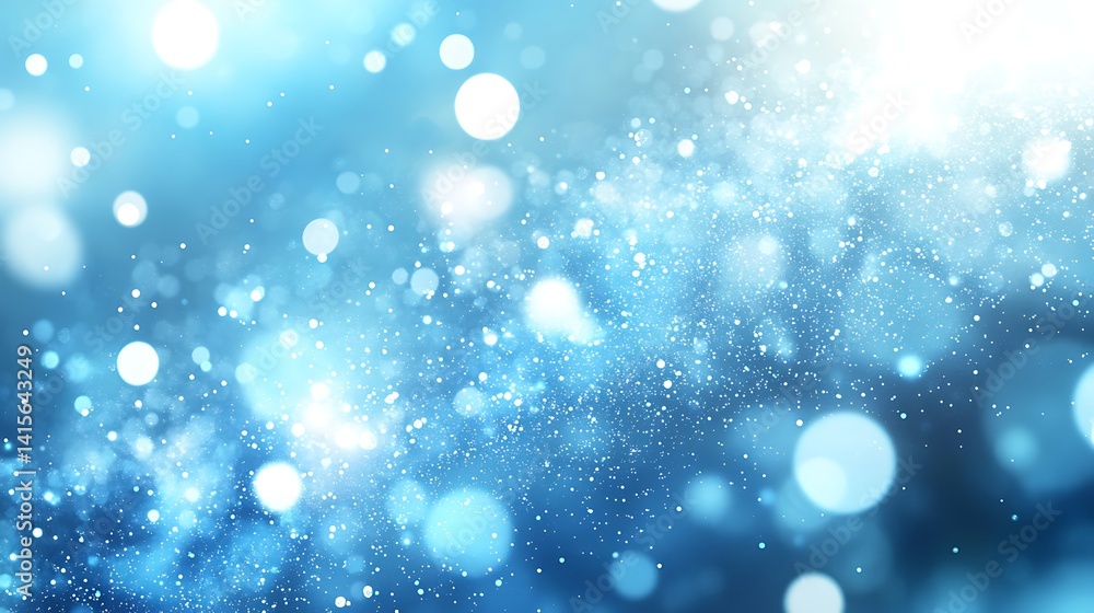 Poster abstract blue bokeh background with light orbs, abstract blue bokeh background with glowing light or