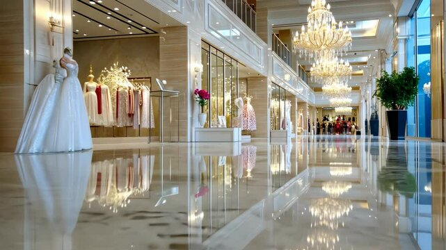 Elegance Unveiled: A Luxurious Hallway: Capture the allure of opulence and refinement with a photograph showcasing a breathtaking hallway, adorned with gleaming floors and radiant chandeliers.
