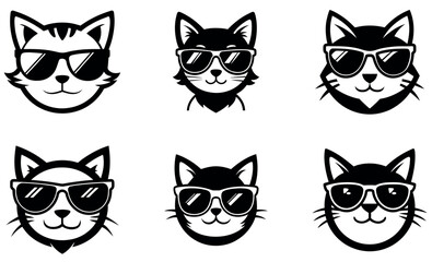 Fototapeta premium Cute Cartoon Cats Wearing Sunglasses